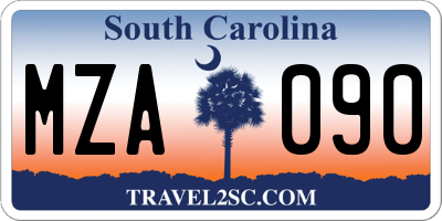 SC license plate MZA090