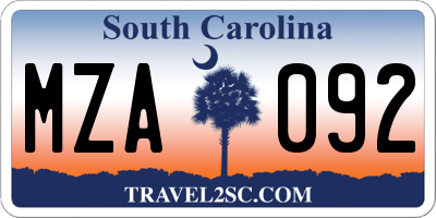 SC license plate MZA092