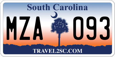 SC license plate MZA093