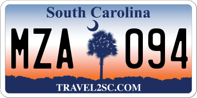 SC license plate MZA094