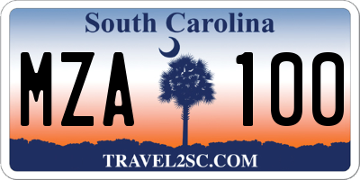 SC license plate MZA100
