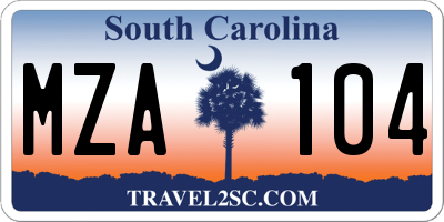 SC license plate MZA104