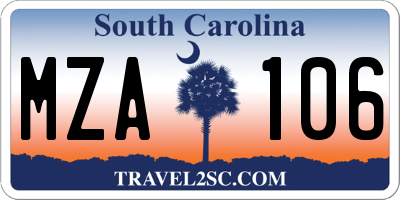 SC license plate MZA106
