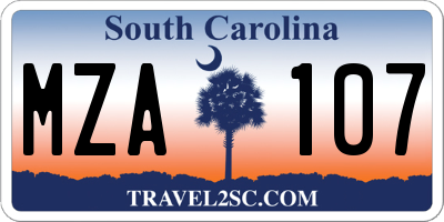 SC license plate MZA107