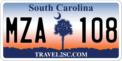 SC license plate MZA108