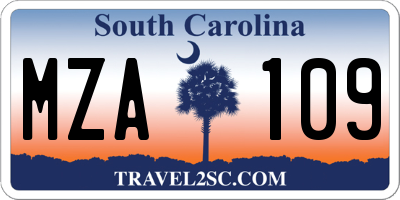 SC license plate MZA109