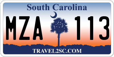 SC license plate MZA113