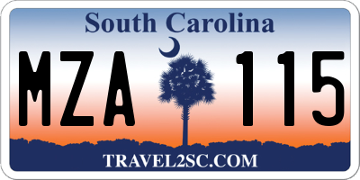 SC license plate MZA115