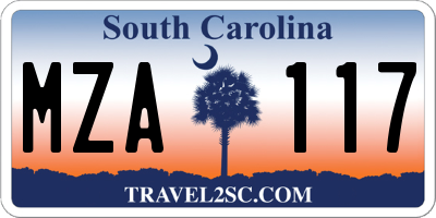 SC license plate MZA117