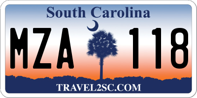 SC license plate MZA118