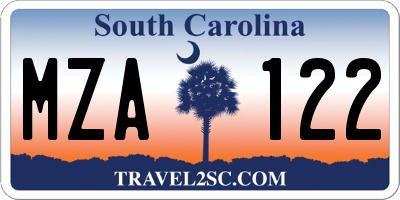 SC license plate MZA122