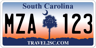 SC license plate MZA123