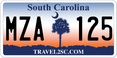 SC license plate MZA125