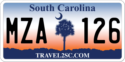 SC license plate MZA126
