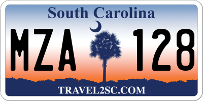 SC license plate MZA128