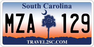 SC license plate MZA129