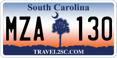 SC license plate MZA130