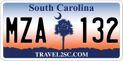 SC license plate MZA132