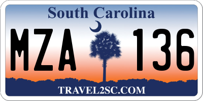 SC license plate MZA136