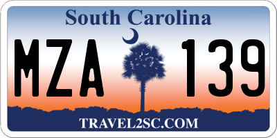 SC license plate MZA139