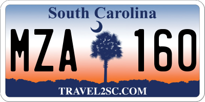 SC license plate MZA160