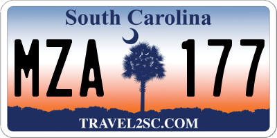 SC license plate MZA177