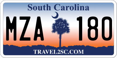 SC license plate MZA180