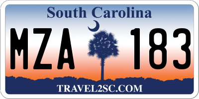 SC license plate MZA183