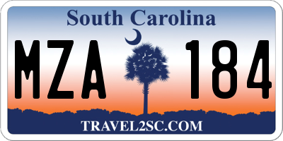 SC license plate MZA184