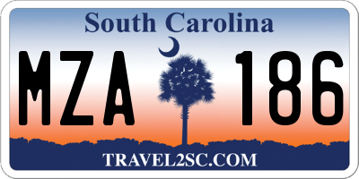 SC license plate MZA186