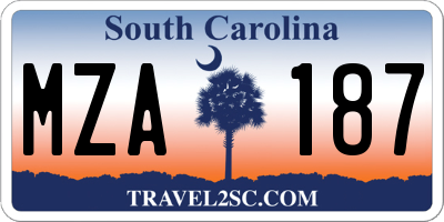 SC license plate MZA187