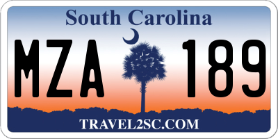SC license plate MZA189