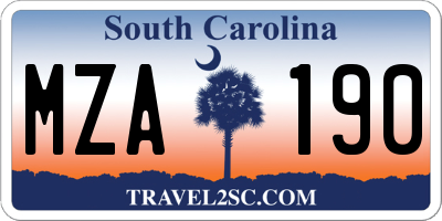 SC license plate MZA190