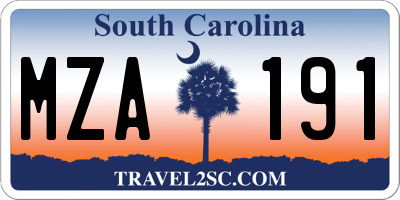 SC license plate MZA191