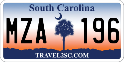 SC license plate MZA196