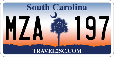 SC license plate MZA197