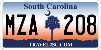 SC license plate MZA208