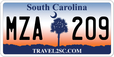 SC license plate MZA209
