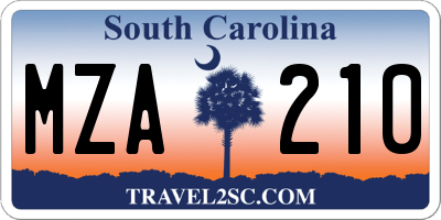 SC license plate MZA210