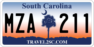 SC license plate MZA211