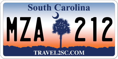 SC license plate MZA212