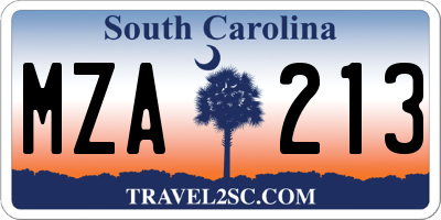 SC license plate MZA213