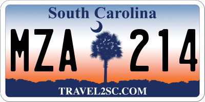 SC license plate MZA214