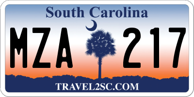 SC license plate MZA217