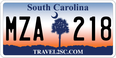 SC license plate MZA218