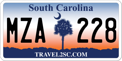 SC license plate MZA228