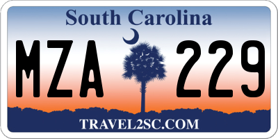 SC license plate MZA229