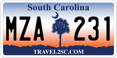 SC license plate MZA231