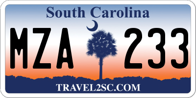SC license plate MZA233