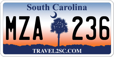 SC license plate MZA236